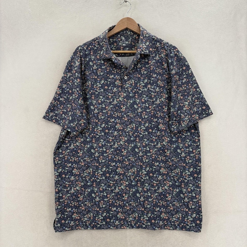 Rhoback The All American Floral Performance Polo Shirt Mens XL Stretch Preppy